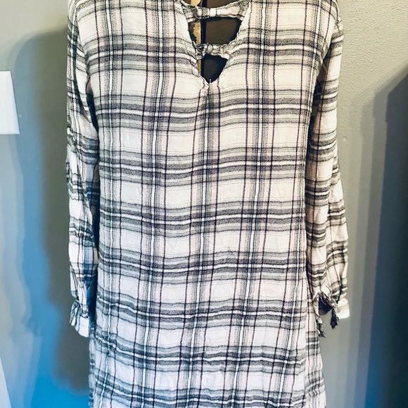 Ellison Womens Small Plaid Top Tunic Detailed Back - Picture 3 of 6